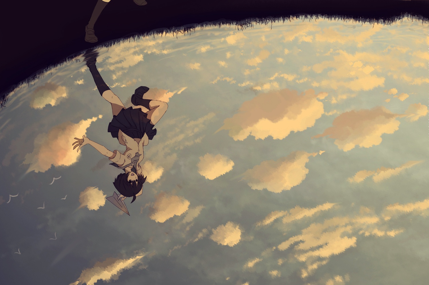 Девушка бежит по небу