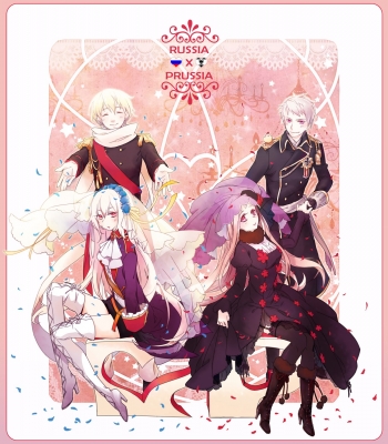 Axis Powers: Hetalia : Prussia Russia 102614
 583375  axis powers hetalia  prussia russia   ( Anime CG Anime Pictures      ) 102614   : Zhong Chen  Zhong Yin Tong Zhong 
albino blonde hair blush boots dress genderswap gloves group happy headdress high heels holding hands jacket long purple eyes red ribbon scarf short skirt smile stars thigh highs tori uniform wedding white ^_^   anime picture