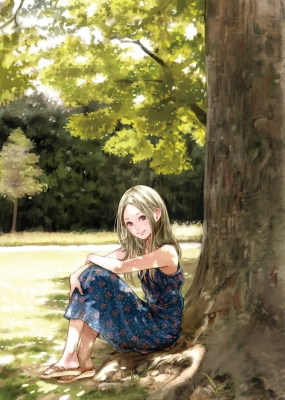 Anime CG Anime Pictures      102848
 584333   ( Anime CG Anime Pictures      ) 102848   : Kishida Mel
blonde hair blue eyes long sandals sky smile sundress tree   anime picture