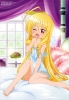 Hayate the Combat Butler : Tennousu Athena 102599
ahoge barefoot bed blonde hair blush curly flower long pajama pillow red eyes wink yawn   anime picture