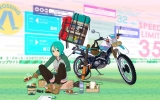 Vocaloid : Hatsune Miku 102623
beverage blush boots box eating food gloves green eyes hair guitar headphones jacket motorcycle short shorts smile wallpaper   anime picture