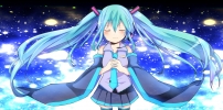 Vocaloid : Hatsune Miku 102627
blue hair blush boots headphones long night skirt smile stars tie twin tails   anime picture