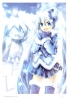 Vocaloid : Hachune Miku Yuki Miku 102639
blue eyes hair blush boots gloves happy headphones jacket long ribbon skirt sky snow twin tails winter   anime picture