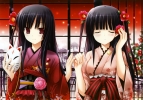 Anime CG Anime Pictures      102808
black hair flower kimono long mask red eyes smile   anime picture