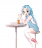 Haiyore! Nyaruko san : Shantak kun 102813
beverage blue hair blush green eyes happy long overalls shorts thigh highs   anime picture