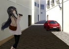 Anime CG Anime Pictures      102833
black hair blush camera cloak happy long vehicle yellow eyes   anime picture