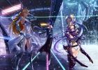 Anime CG Anime Pictures      102856
blue eyes hair bodysuit boots gloves green high heels long mecha orange ponytail purple snow   anime picture