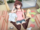 Anime CG Anime Pictures      102959
bed blush book box brown hair heart long purple eyes ribbon shorts telephone   anime picture