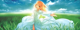 Fate Stay Night : Saber 103020
ahoge blonde hair dress green eyes happy long sky   anime picture