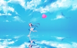 Vocaloid : Hatsune Miku 103026
balloon barefoot black eyes blue hair blush happy heart long sky sundress water   anime picture