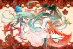 Vocaloid : Hatsune Miku 103030
boots brown eyes dress green hair long tattoo tori twin tails   anime picture
