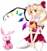 Touhou : Flandre Scarlet 103037
blonde hair blush dress hat red eyes ribbon short side tail smile stuffed animal thigh highs wings   anime picture
