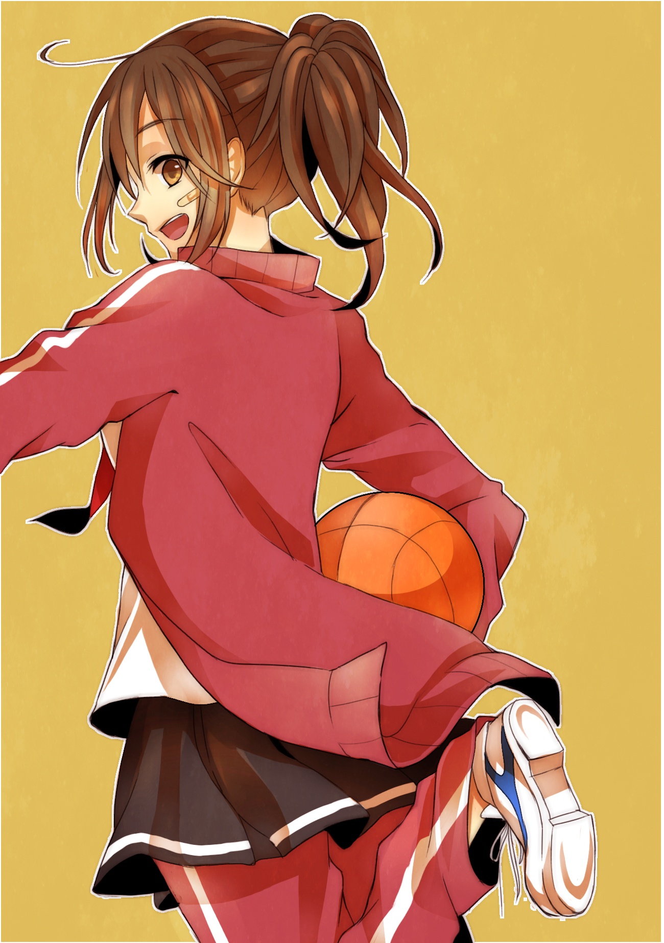 Shingeki, Kyojin, Sasha, Braus, ahoge, bandage, brown, eyes, hair, happy, jacket, pants, ponytail, short, skirt, sports, , , anime, picture, , |, , , pictures