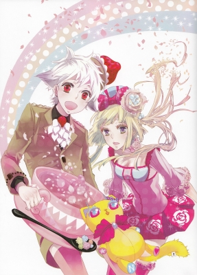 Karneval : Nai Tsukumo 103304
 586496  karneval  nai tsukumo   ( Anime CG Anime Pictures      ) 103304   : Mikanagi Touya
albino dress happy hat long hair purple eyes red short stuffed animal sweets twin tails white   anime picture
