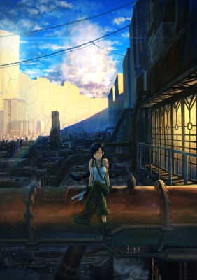 Anime CG Anime Pictures      103318
 586538   ( Anime CG Anime Pictures      ) 103318   : Tomoki  Shades 
ahoge black hair boots braids gloves hairpins happy long pants scenic sky tattoo tori twin tails ^_^   anime picture