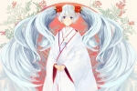 Vocaloid : Yuki Miku 103323
blue eyes hair flower kimono long smile twin tails   anime picture