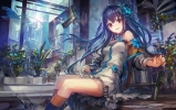 Anime CG Anime Pictures      103408
blue hair choker dress flower gun happy long red eyes   anime picture