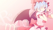 Touhou : Remilia Scarlet 103451
blue hair blush dress happy hat red eyes ribbon short wallpaper wings wink   anime picture