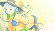 Touhou : Komeiji Koishi 103452
blue hair blush dress green eyes happy hat heart ribbon short wallpaper   anime picture