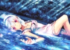 Anime CG Anime Pictures      103789
albino dress hair band red eyes short smile water wet white   anime picture