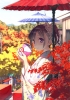 Anime CG Anime Pictures      103793
autumn blush brown hair flower hairpins kimono purple eyes short sky smile umbrella   anime picture