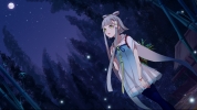 Vocaloid : Luo Tianyi 104111
blush dress fairy green eyes grey hair long moon night pantyhose sky tree   anime picture