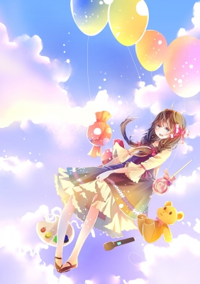 Anime CG Anime Pictures        104357
 583595   ( Anime CG Anime Pictures        ) 104357   : Karei  pixiv3289464 
ahoge artist balloon blue eyes braids brown hair dress happy long microphone pantyhose ribbon sky sweets teddy twin tails   anime picture