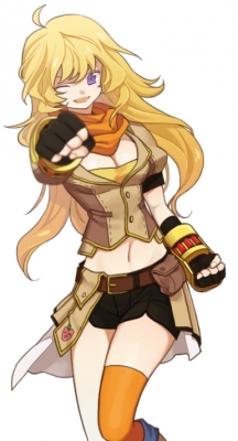 RWBY : Yang Xiao Long 104366
 583606  rwby  yang xiao long   ( Anime CG Anime Pictures        ) 104366   : kangmoro
ahoge blonde hair gloves happy long purple eyes scarf skirt thigh highs wink   anime picture