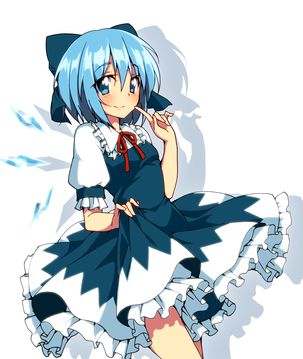 Touhou, Cirno, blue, eyes, hair, blush, dress, fairy, ribbon, short, smile, , , anime, picture, , |, , , pictures