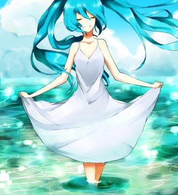 Vocaloid : Hatsune Miku 107324
 585533  vocaloid  hatsune miku   ( Anime CG Anime Pictures        ) 107324   : Oukamii
blue hair long sky smile sundress twin tails water   anime picture