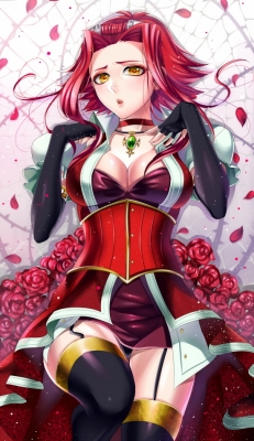 Yu Gi Oh! 5Ds : Izayoi Aki 106170
 586670  yu gi oh 5ds  izayoi aki   ( Anime CG Anime Pictures        ) 106170   : Matsurika Youko
choker dress flower gloves jewelry red hair short thigh highs yellow eyes   anime picture