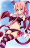 Rafiria Merudisu 106148
blue eyes blush devil flying long hair pink pointy ears tail thigh highs tie twin tails wings   anime picture