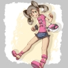 Pokemon : Sana  Pokemon  106147
brown hair green eyes happy high heels long ribbon shorts twin tails   anime picture