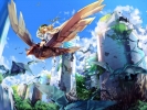 Anime CG Anime Pictures        106166
animal blonde hair boots cloak flying goggles green eyes hat long sky vehicle   anime picture