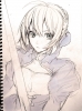 Fate Stay Night : Saber 106167
ahoge angry blue eyes braids dress odango ribbon short hair sketch sword white   anime picture