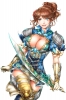 Granado Espada :  106172
blue eyes brown hair dress flower jewelry ribbon short smile sword thigh highs   anime picture