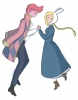 Adventure Time Howls Moving Castle : Fionna Prince Gumball 104683
black eyes blonde hair blush boots braids crossover dress genderswap hat holding hands jacket jewelry long pants pink short smile usa mimi   anime picture