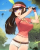 Anime CG Anime Pictures        104765
blush brown hair gloves happy hat long purple eyes shorts sports tree   anime picture