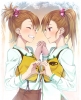 The Idolm ster : Futami Ami Futami Mami 106649
blush brown eyes hair happy holding hands short side tail twins ^_^   anime picture