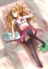 Hentai Ouji to Warawanai Neko. : Azuki Azusa 107067
bed blonde hair blush band long pillow ribbon seifuku sleep stuffed animal thigh highs ^_^   anime picture