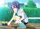 Really  Really! : Mio 110728
blue hair blush boots gloves hairpins happy purple eyes ribbon short shorts sky tree   anime picture