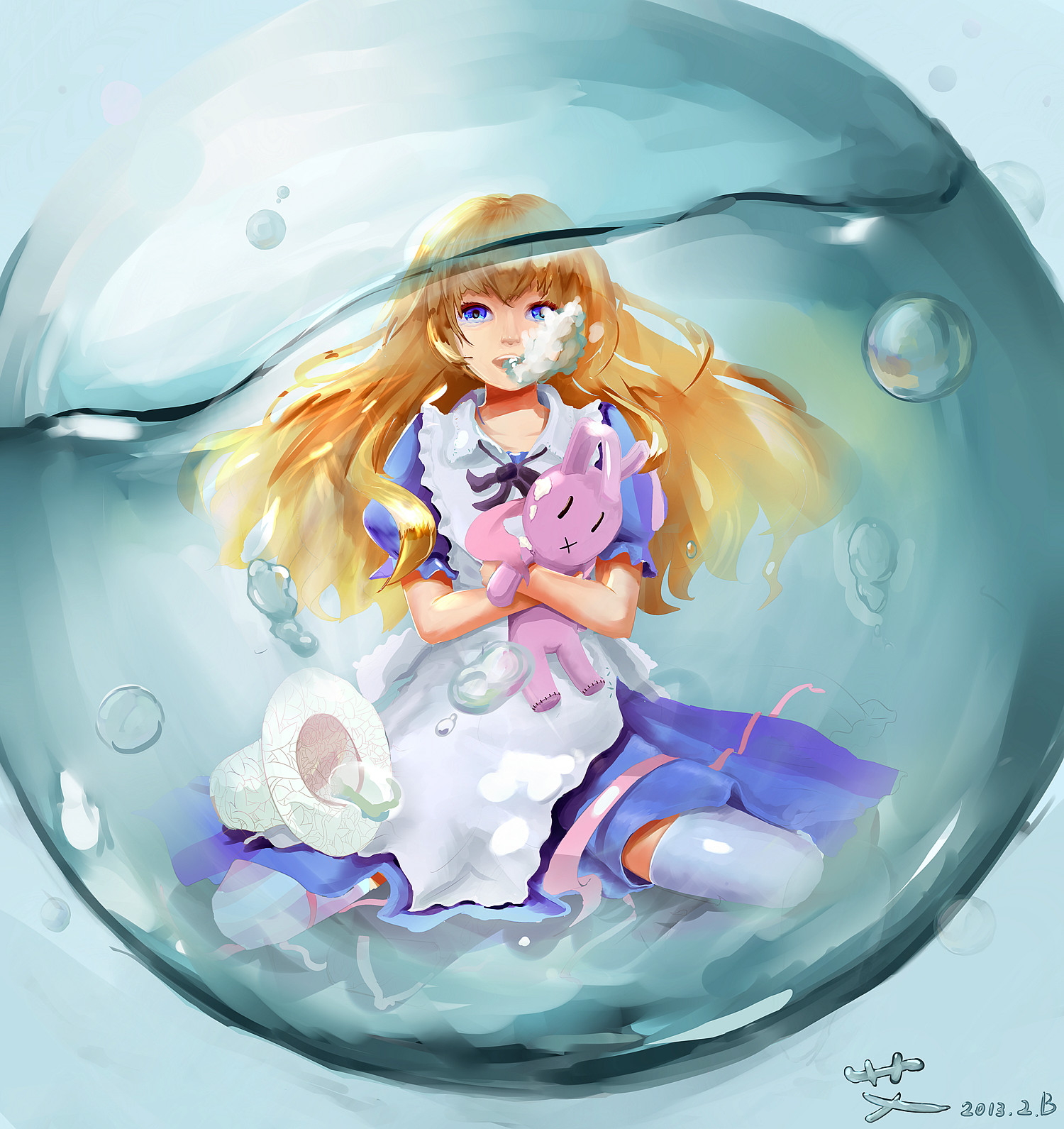 Девочка с мыльными пузырями арт