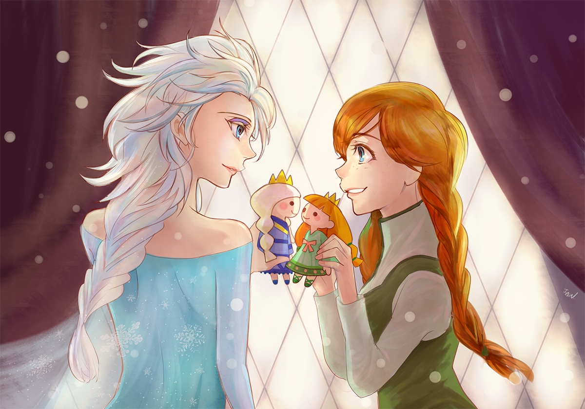 Fairy, Tales, Elsa, Snow, Queen, Princess, Anna, blue, eyes, braids, doll, ...