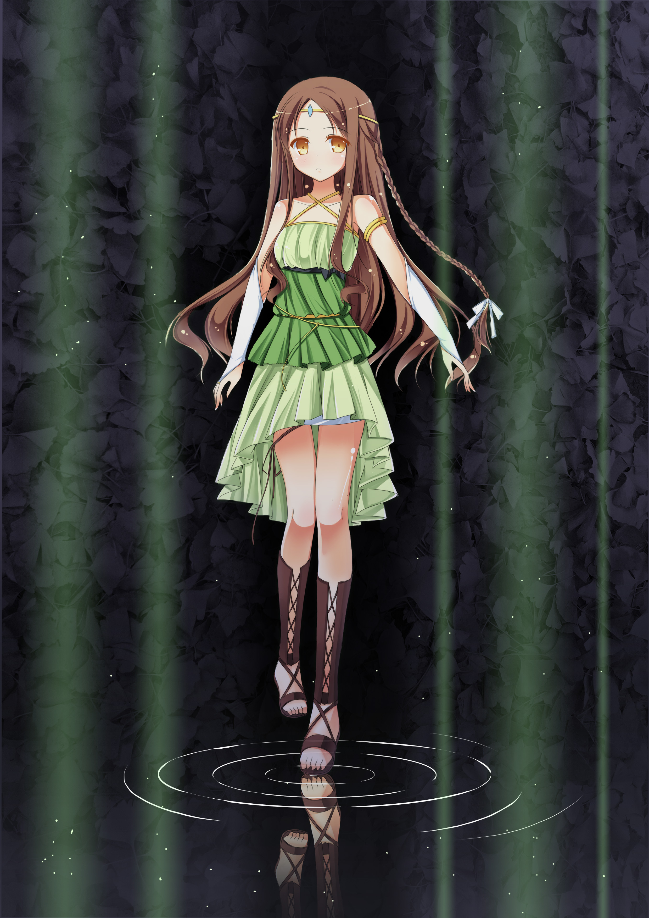 Девушка в зеленом платье арт