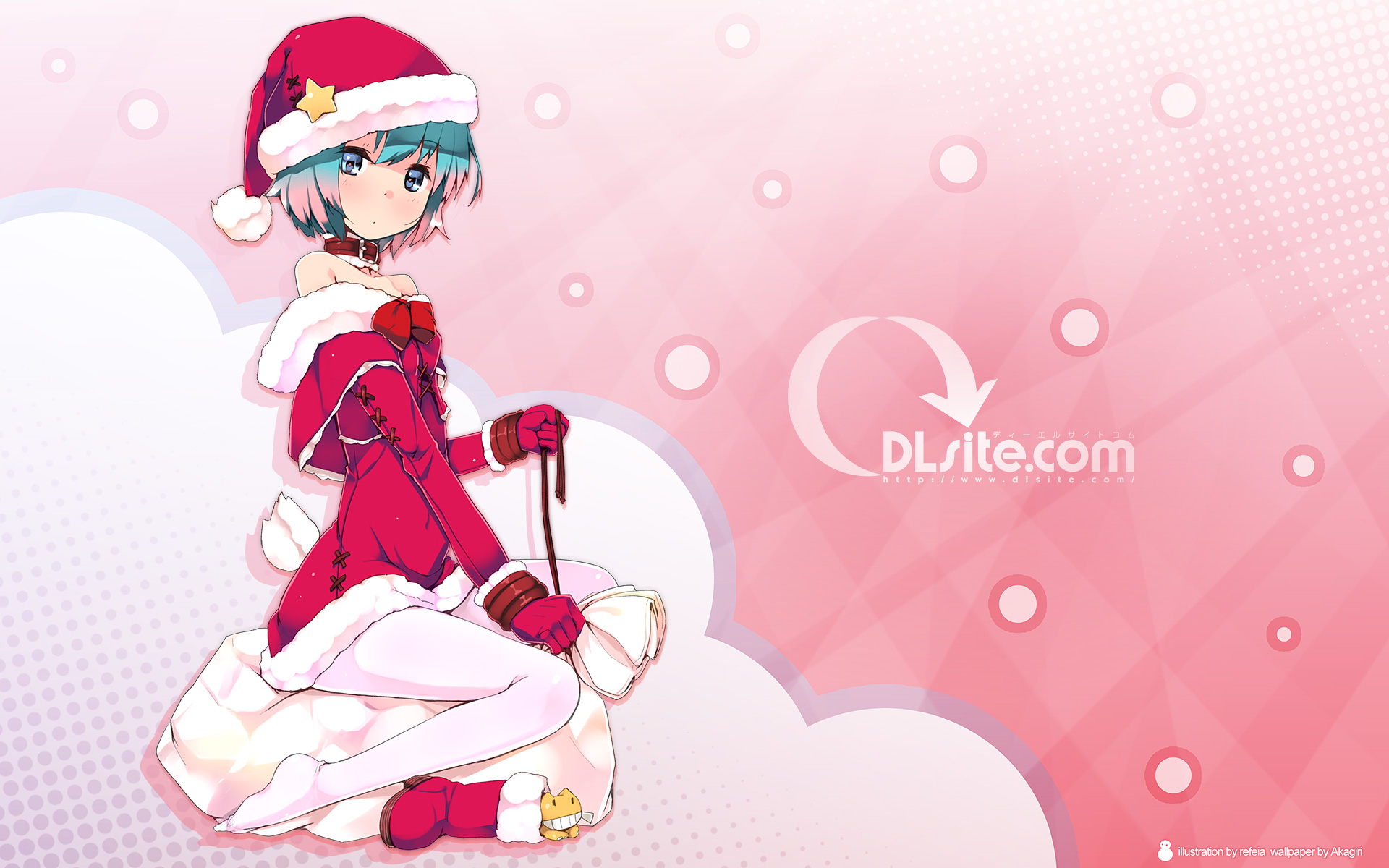 Anime, CG, Pictures, blue, eyes, hair, boots, choker, christmas, dress, gloves, pantyhose, short, stars, stuffed, animal, tail, wallpaper, , , picture, , |, , 