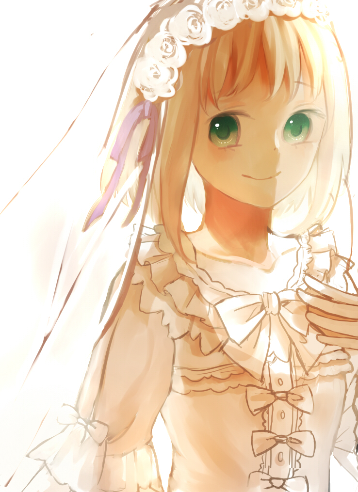 Axis, Powers, Hetalia, Liechtenstein, blonde, hair, dress, gloves, green, eyes, headdress, ribbon, short, smile, , , anime, picture, , |, , , pictures