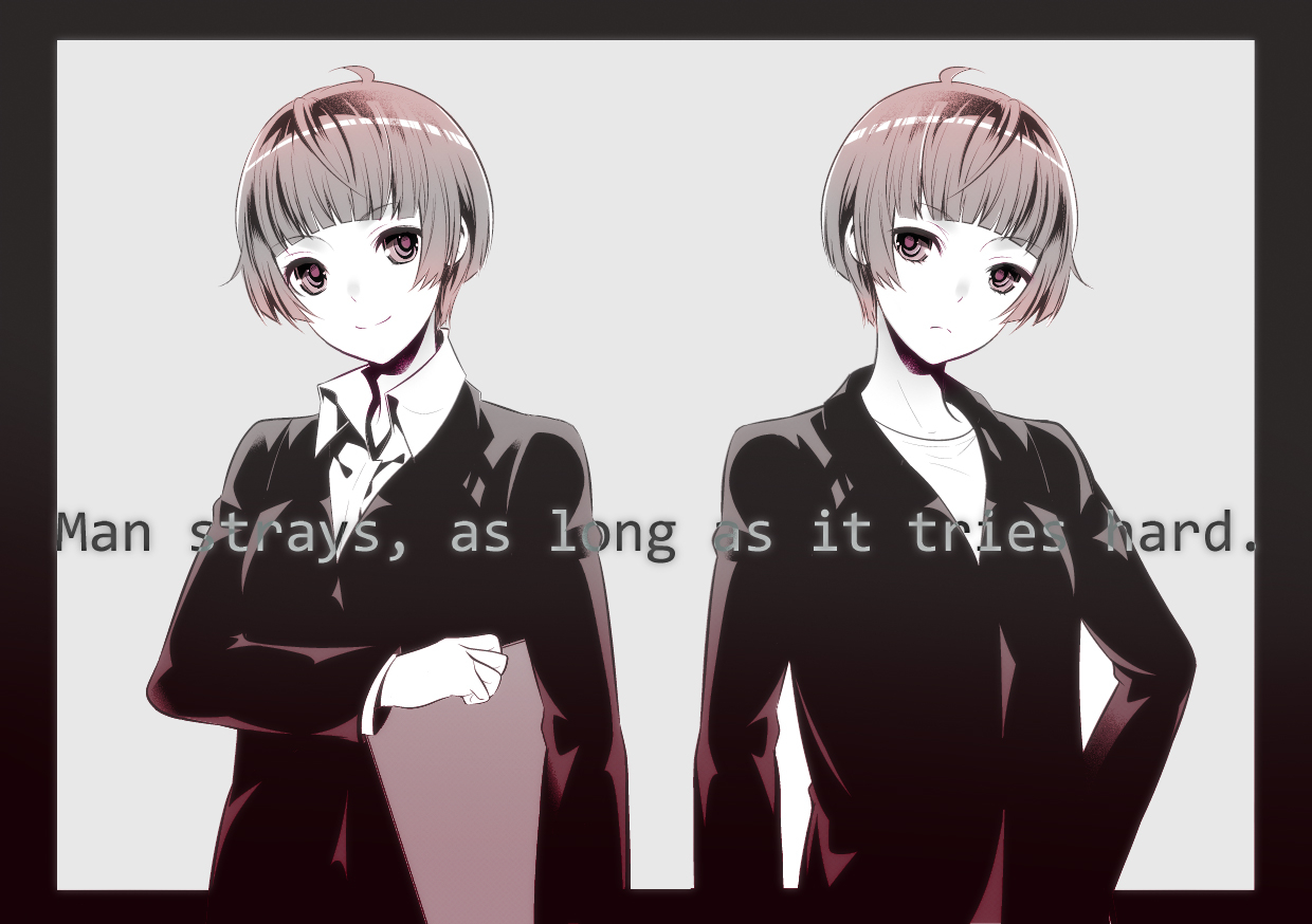 Psycho, Pass, Tsunemori, Akane, black, eyes, brown, hair, short, smile, suit, twins, , , anime, picture, , |, , , pictures