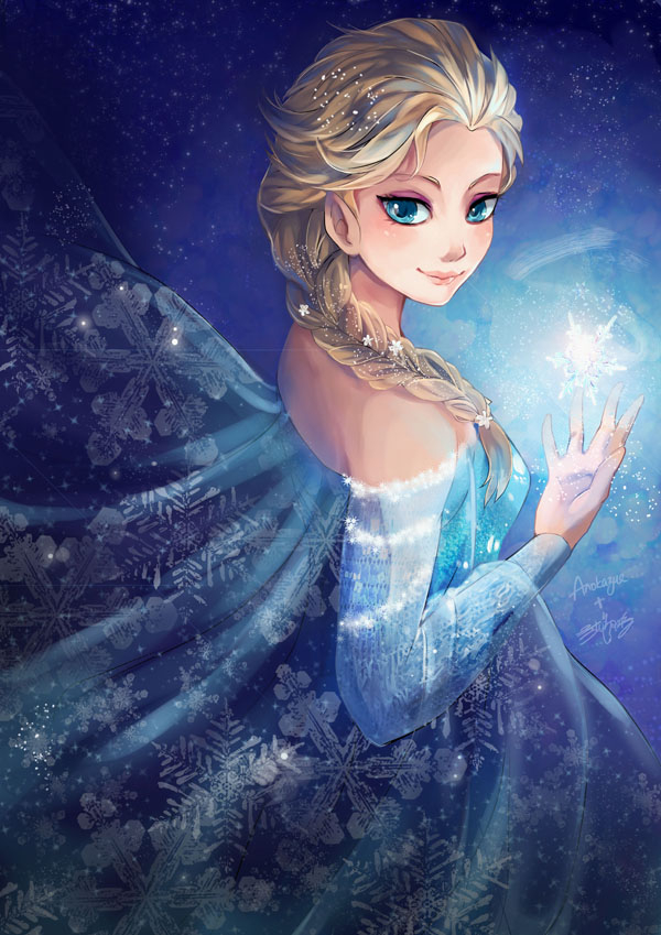 Fairy, Tales, Elsa, Snow, Queen, blonde, hair, blue, eyes, braids, cloak, dress, long, , , anime, picture, , |, , , pictures