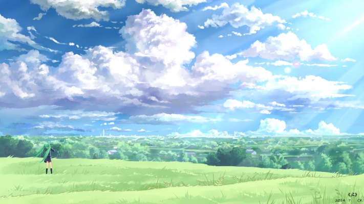 Vocaloid : Hatsune Miku 180197
 666762  vocaloid  hatsune miku   ( Anime CG Anime Pictures      ) 180197   : Yuuko san~
green hair long scenic seifuku sky tree twin tails wallpaper   anime picture