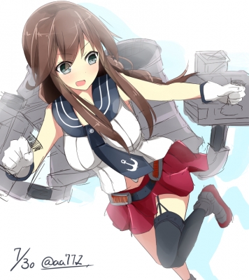 Kantai Collection : Noshiro 180234
 666796  kantai collection  noshiro   ( Anime CG Anime Pictures      ) 180234   : a.a
anthropomorphism black eyes boots braids brown hair gloves long seifuku thigh highs twin tails weapon   anime picture